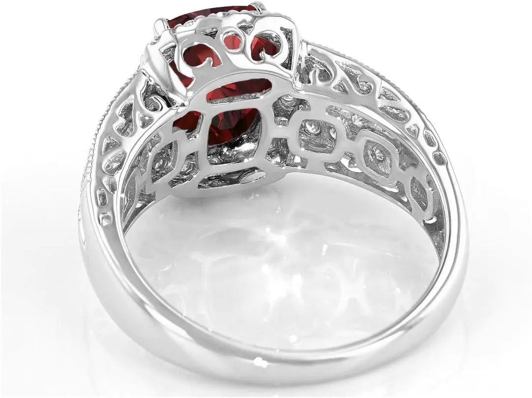 10K 14K 18K Gold 1/2 Cttw Diamond and Cushion Gemstone Engagement Ring for Women 2 Carat Cushion Cut Halo Gemstone Ring Size 4-15