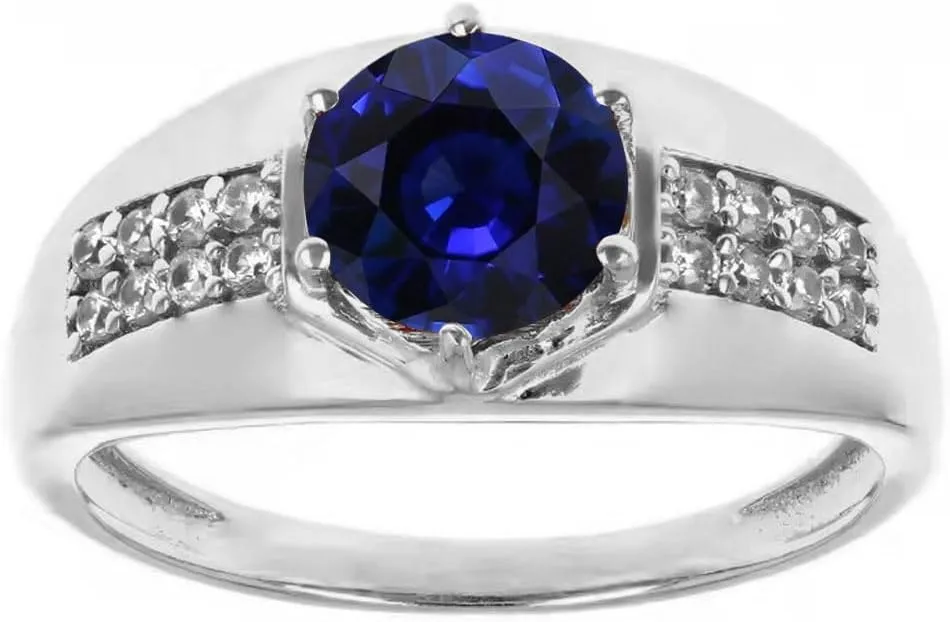 10K 14K 18K Gold Men's Gemstone Engagement Ring with Diamonds 2 Carat Round Gemstone Pinky Rings for Men Size 4-16