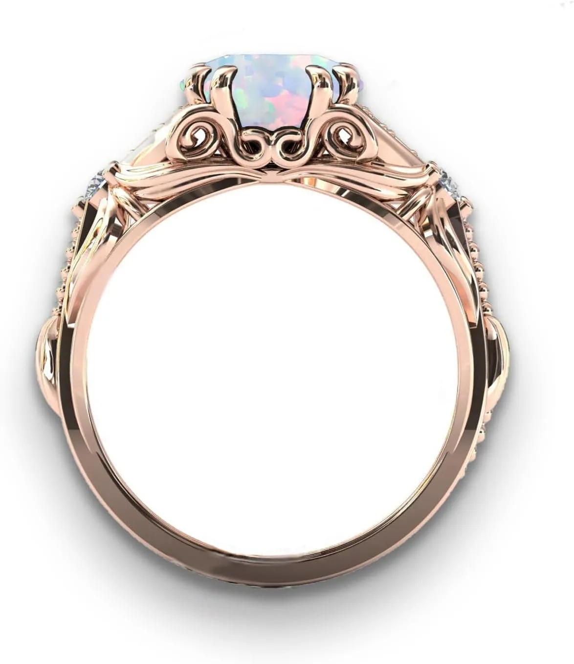 10K 14K 18K Gold Round Cut Gemstone Vintage Rings for Women 1 Carat Gemstone and Moissanite Promise Statement Anniversary Ring for Her