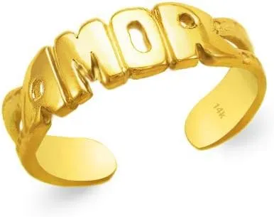 14k Gold Toe Rings - Adjustable Amor Knuckle Gift Jewelry for Women and Her