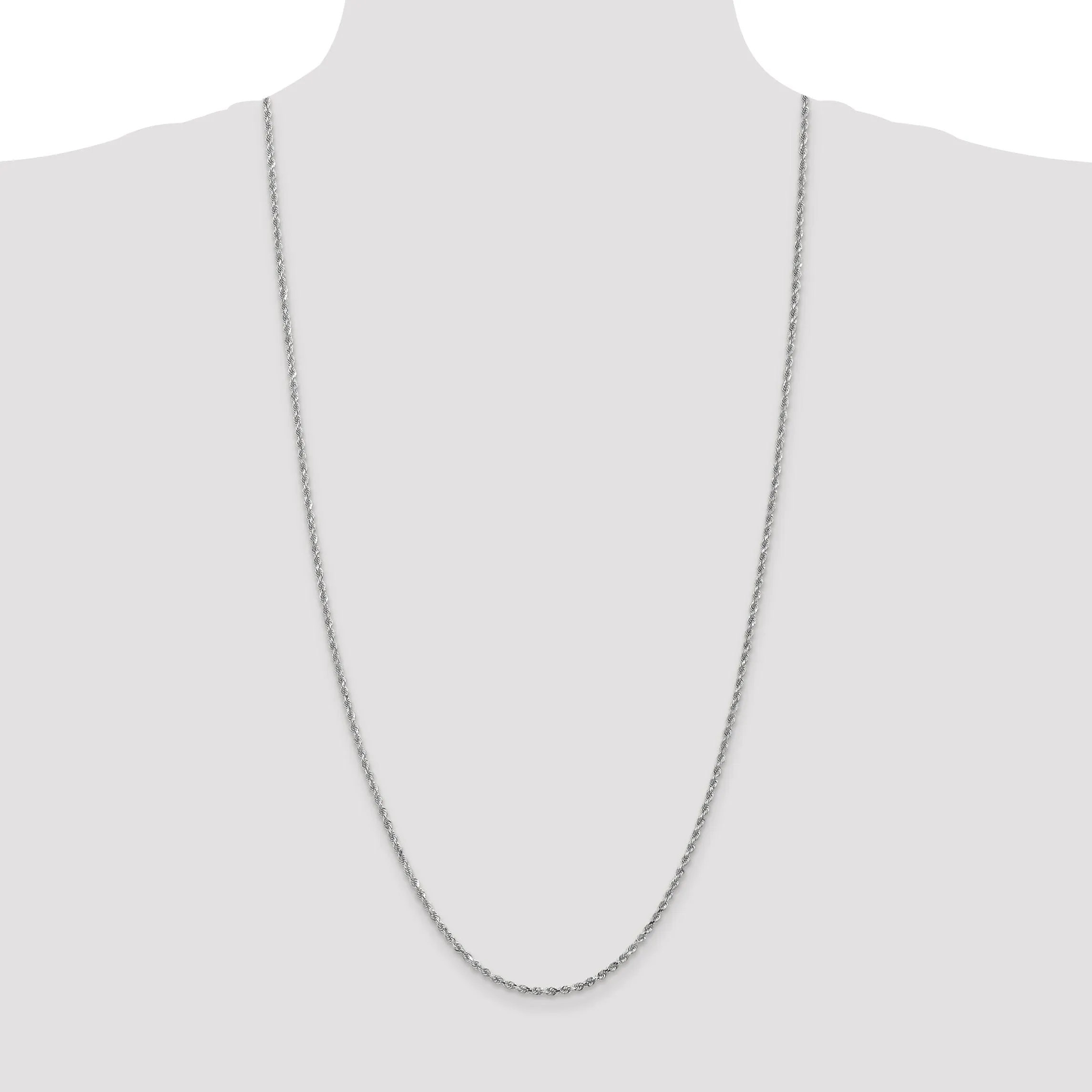 14K White Gold 2.50mm D.C Rope Chain
