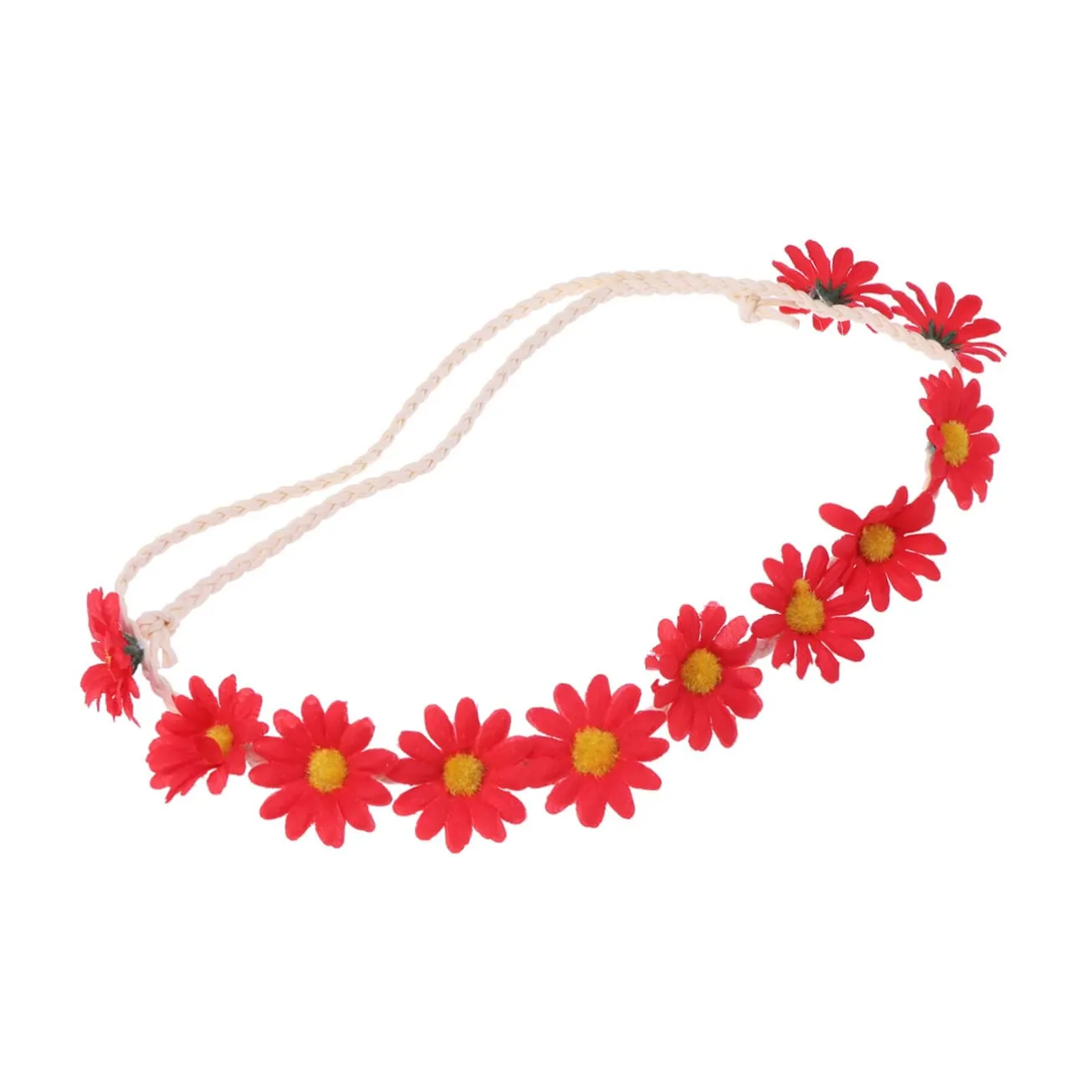 2Pcs Red Daisy Floral Headband for Women Elegant Wedding Hair Accessories Unique Hair Clasp for Bridal Events and Fashion Dress Up