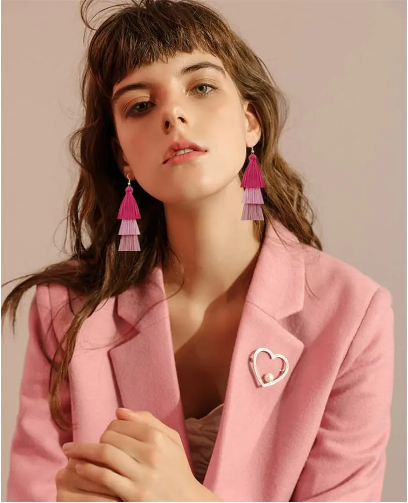 3 Tier Layered Colorful Tassel Earrings Bohemian Big Dangle Drop Fashion Jewelry Earrings for Women Valentine Birthday Party.