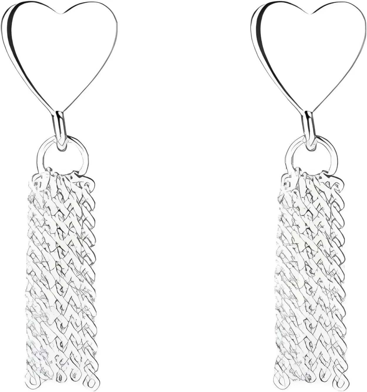 925 Sterling Silver Heart Earrings with Chain Tassel - Elegant Dangle Drop Earrings for Women, Hypoallergenic Romantic Gift, Valentine's Day Jewelry