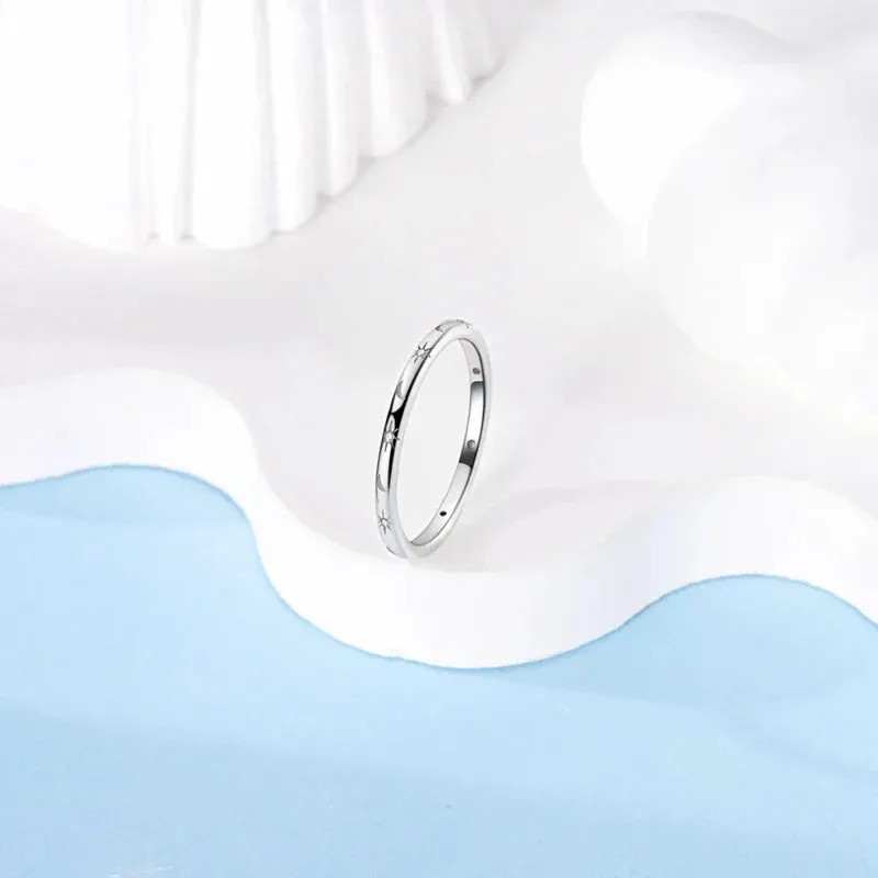 925 Sterling Silver Stackable Rings Star Moon Design For Women