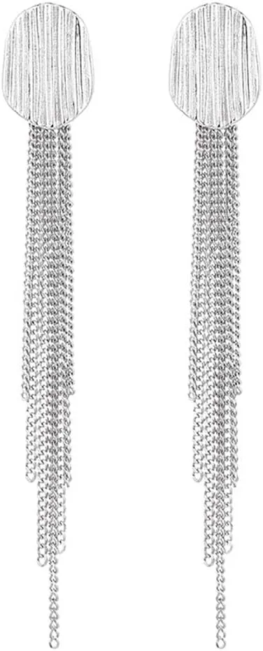 925 Sterling Silver Tassel Earrings Fashion Dangle Drop Earrings for Women, Dainty Minimalist Silver Jewelry Gifts