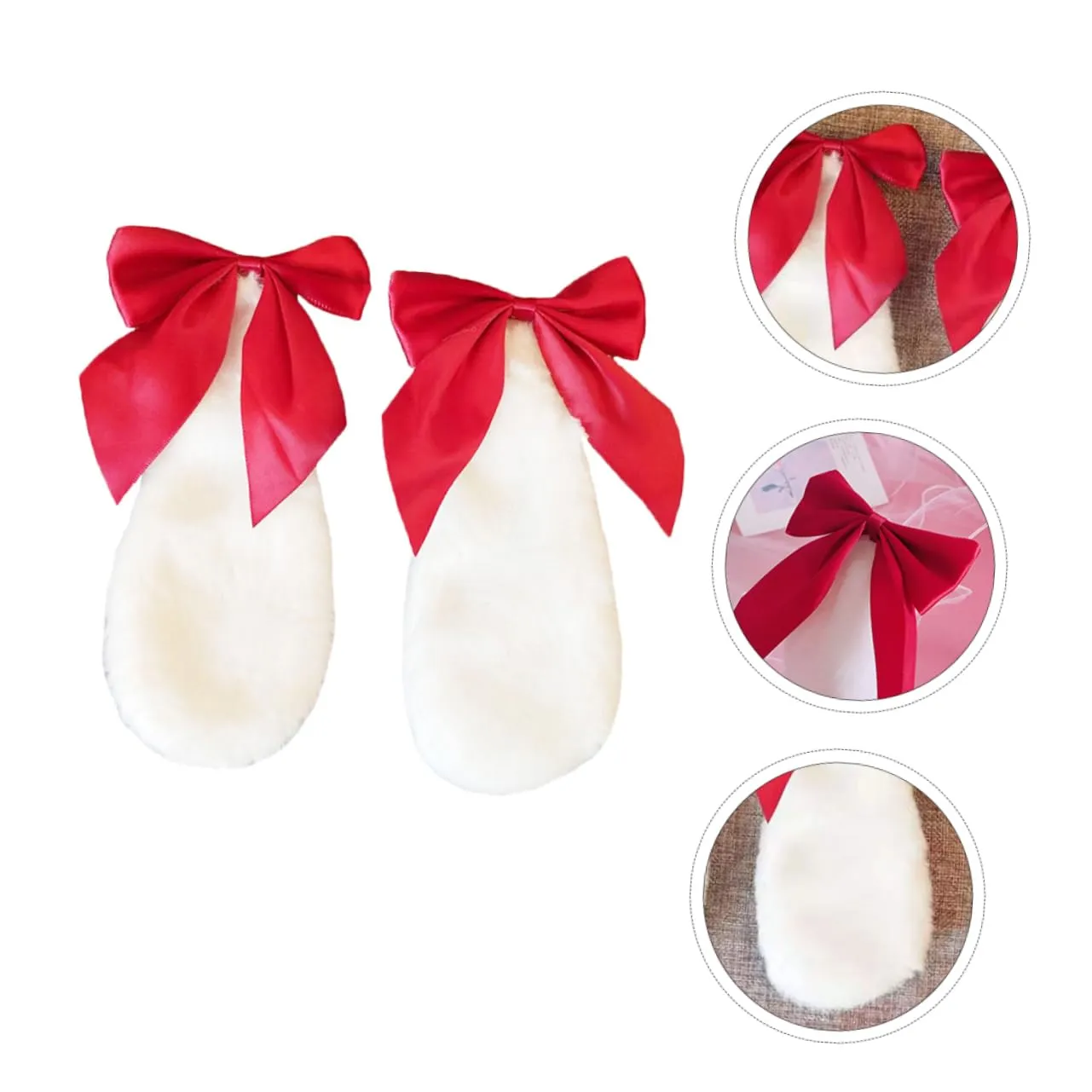 ABOOFAN 4pcs Bunny Ears Hair Clips Handmade Lolita Barrettes Bowknot for Halloween Birthday Cosplay Parties Lightweight and Decorative Hair Accessories