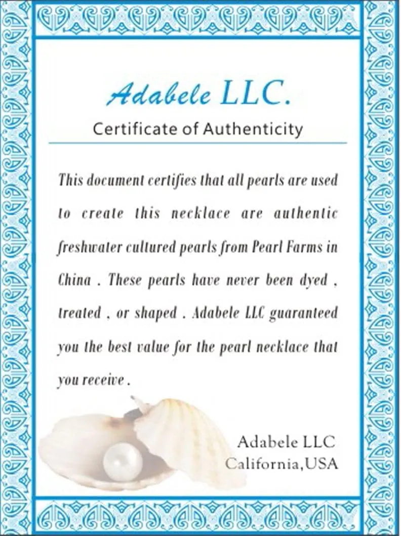Adabele Authentic Natural AA  Grade Round White Cultured Freshwater Pearl Necklace Jewelry for Women Anniversary Birthday Mother Gifts