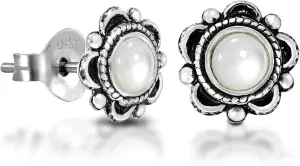 AeraVida 925 Sterling Silver Floral Filigree Mother of Pearl Stud Earrings  Elegant Flower Earrings, Push Back Closure