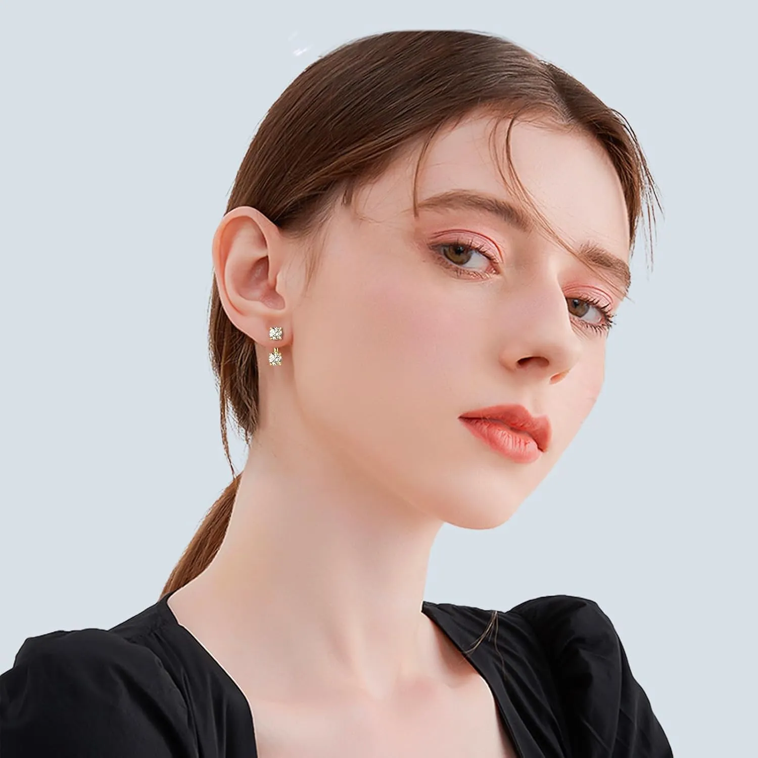 AINUOSHI Moissanite Ear Jacket Earrings for Women Detachable Jackets Two Wearable Stud Earrings Real Gold Plated 925 Sterling Silver Huggie Hoop Earrings for One Hole
