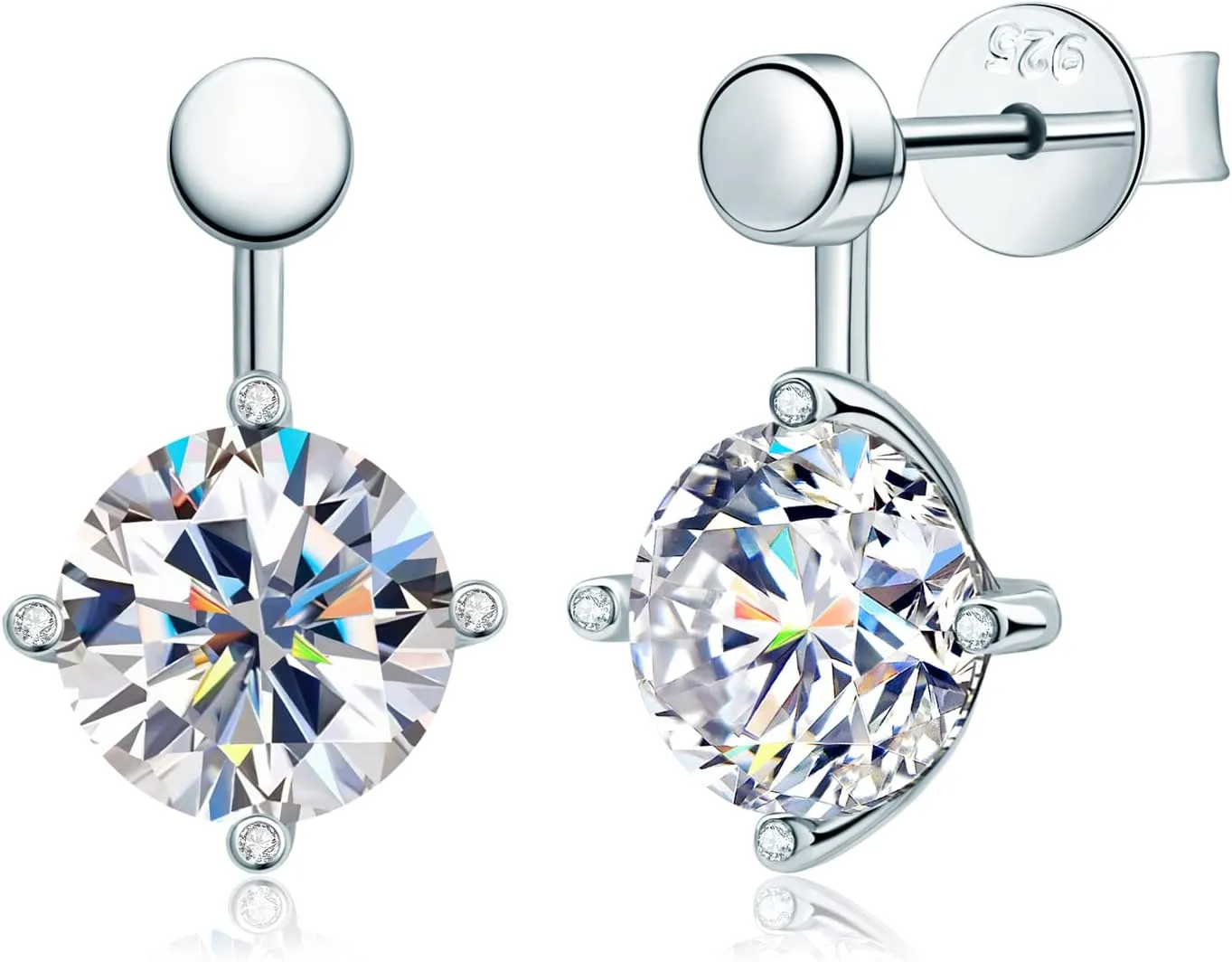 AINUOSHI Moissanite Ear Jacket Earrings for Women Detachable Jackets Two Wearable Stud Earrings Real Gold Plated 925 Sterling Silver Huggie Hoop Earrings for One Hole