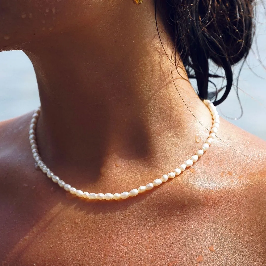AllenCOCO Pearl Necklaces for Women - Pearl Choker Necklace Strands, Adjustable Chain, Dainty Handmade Vintage Jewelry for Women, Statement, Hypoallergenic