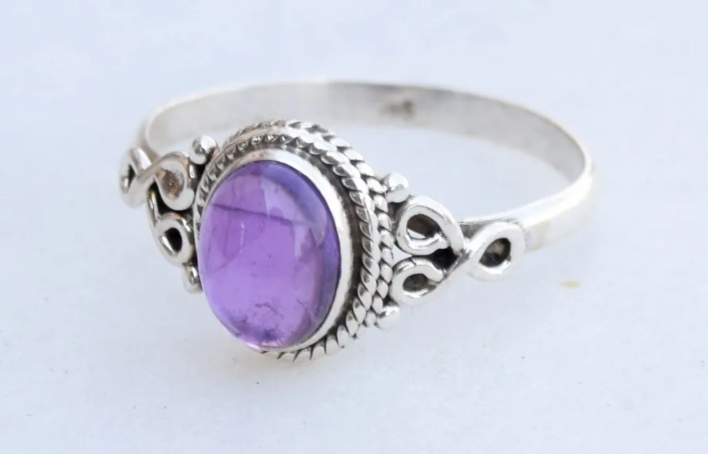 Amethyst Stone Ring 925 Sterling Silver Statement Ring For Women Handmade Rings Gemstone Christmas Promise Ring Size US 6 Gift For Her