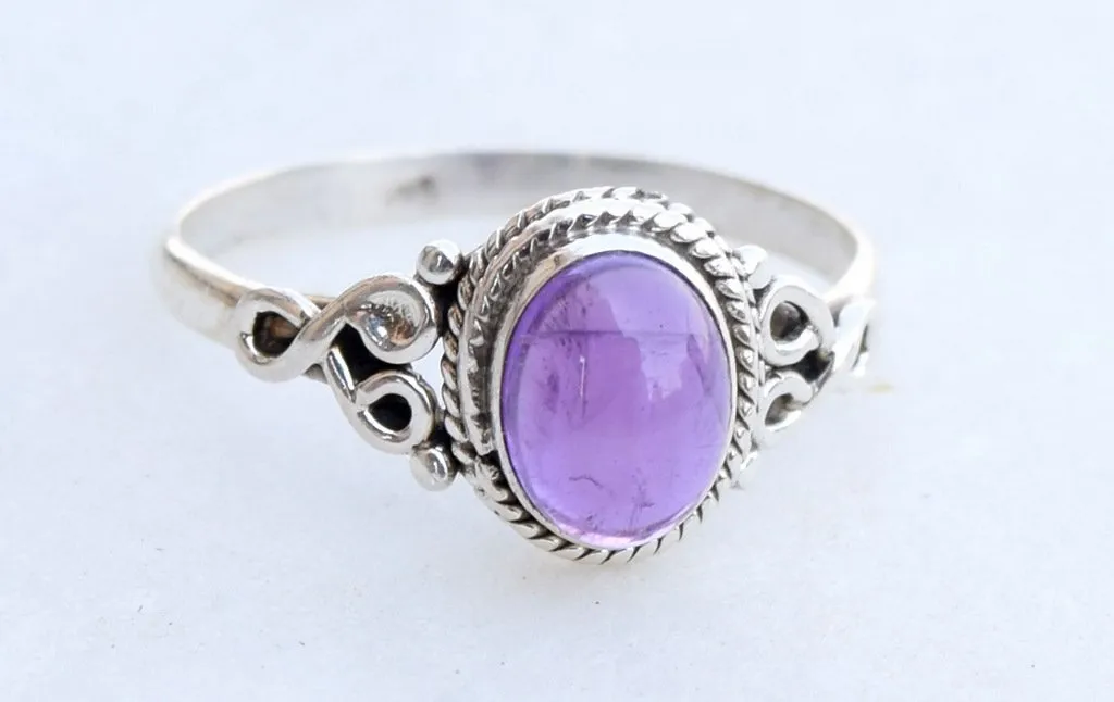 Amethyst Stone Ring 925 Sterling Silver Statement Ring For Women Handmade Rings Gemstone Christmas Promise Ring Size US 6 Gift For Her