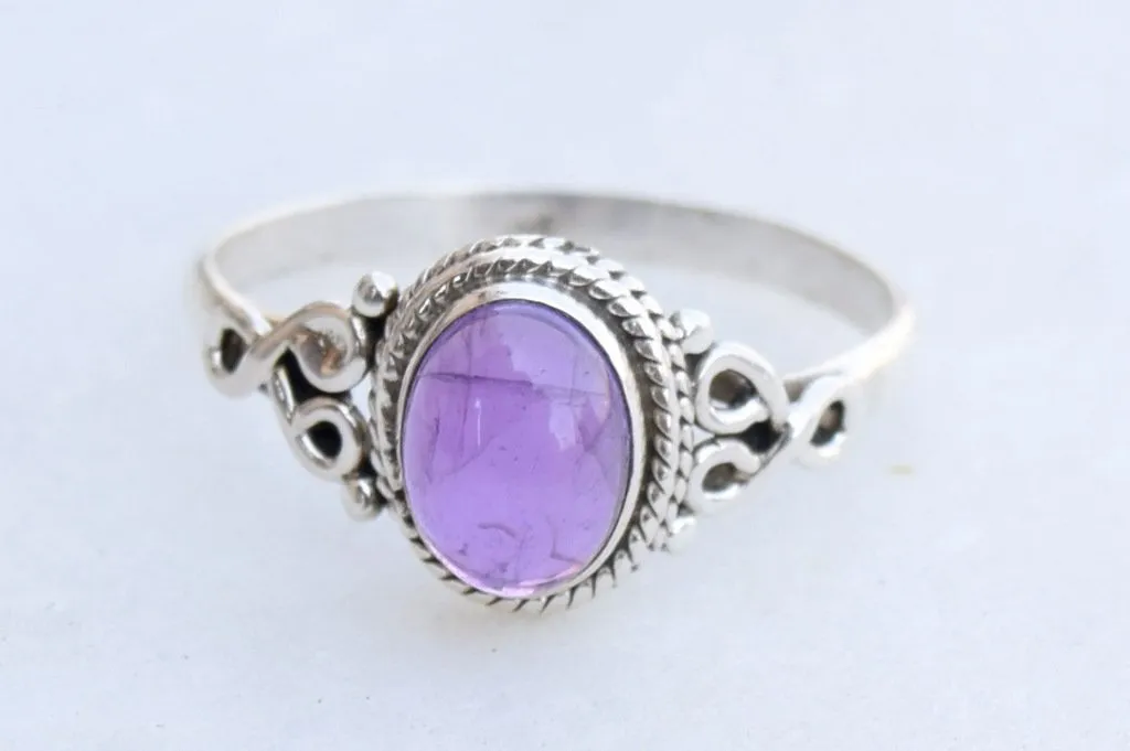 Amethyst Stone Ring 925 Sterling Silver Statement Ring For Women Handmade Rings Gemstone Christmas Promise Ring Size US 6 Gift For Her
