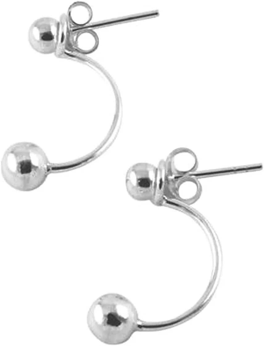 apop nyc 925 Sterling Silver Simple Round Bead Jacket Stud Earrings [Jewelry]