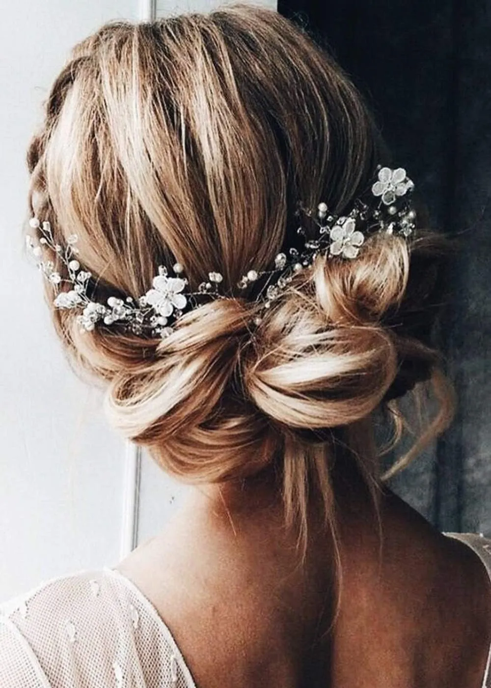 BERYUAN Crystal Hair vine Floral Leaf Headband Pearl Rhinestone Headband Wedding Hair Accessories beads Headband Bridal Hair Piece (silver)