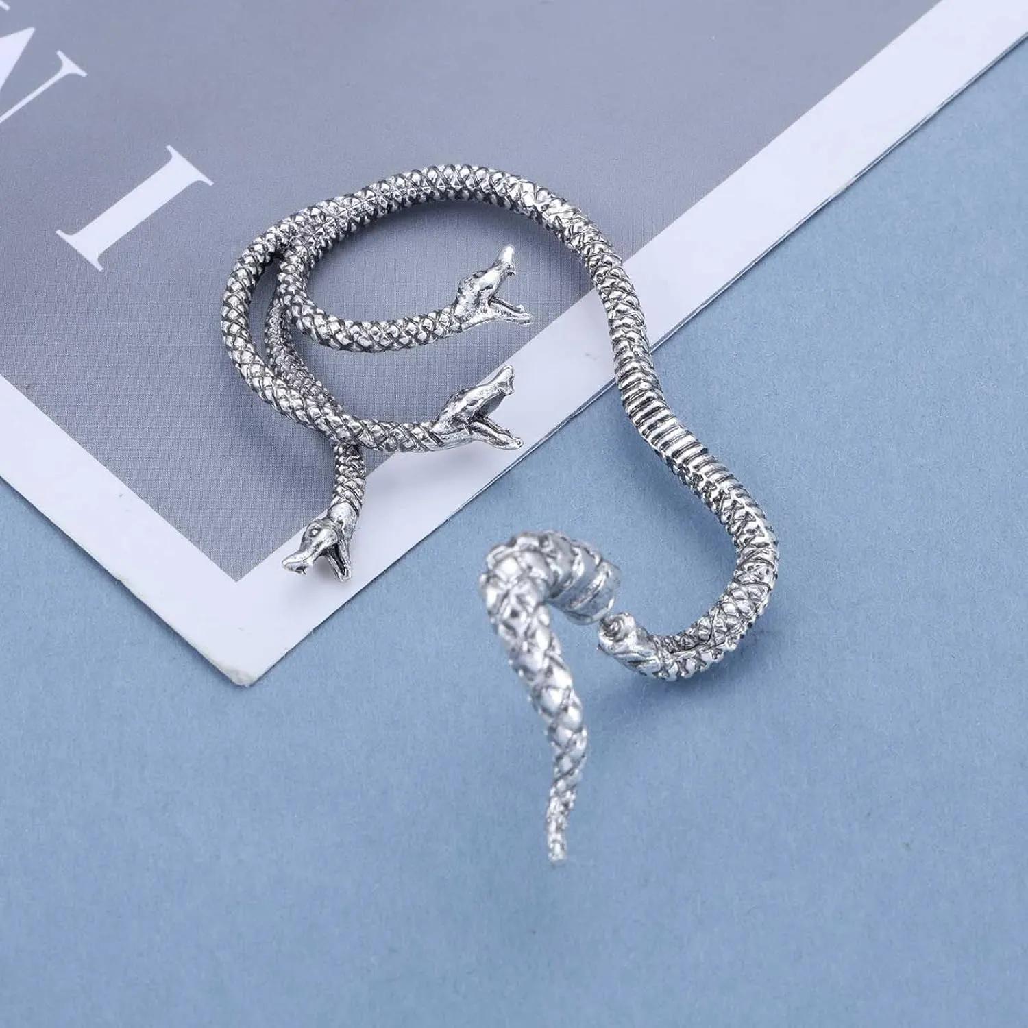 Black Snake Earrings for Women Long Serpent Ear Jacket Earrings Reptile Snake Front Back Earrings Punk Snake Shaped Edgy Earrings Halloween Costume Accessories Jewelry