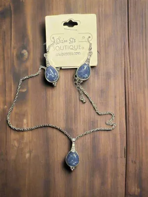 Blue Marble Stone Necklace Set