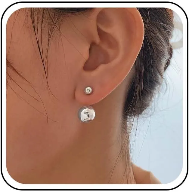 Boho Ball Ear Jacket Earrings Double Ball Stud Earrings Gold Round Ball Drop Earrings Vintage Ball Front Back Earrings Jewelry for Women