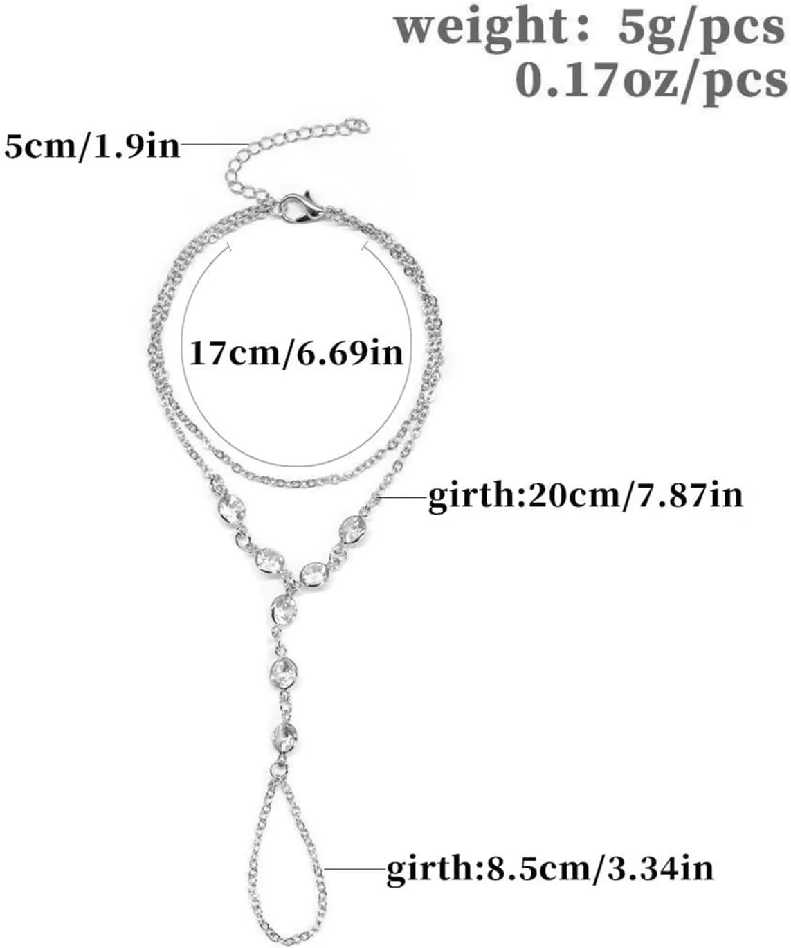 Boho Hand Chain Bracelet for Women Gold Finger Bracelets Ring Hand Chain Crystal Beaded Hand Chain Ring Bracelets for Women Jewelry Gifts