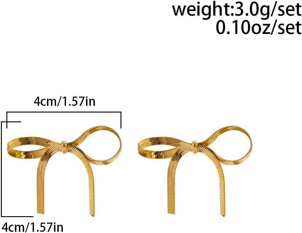 Bow Earrings Bow Tassel Stud Earrings for Women Cute Bow Stud Earrings Ribbon Dangle Earrings Prom Statement Earrings Gold Jewelry for Women