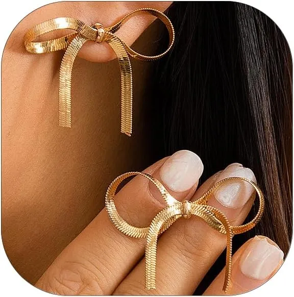 Bow Earrings Bow Tassel Stud Earrings for Women Cute Bow Stud Earrings Ribbon Dangle Earrings Prom Statement Earrings Gold Jewelry for Women