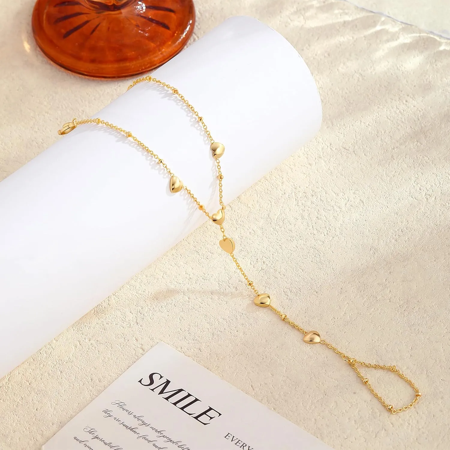 Bracelets for Women,14K Gold/Silver Plated Dainty Hand Chain Bracelets Trendy Ring Chain Bracelet Charm Gold Cuff Bangle Stackable Bracelets Fashion Body Jewelry Adjustable Waterproof Gifts for Her