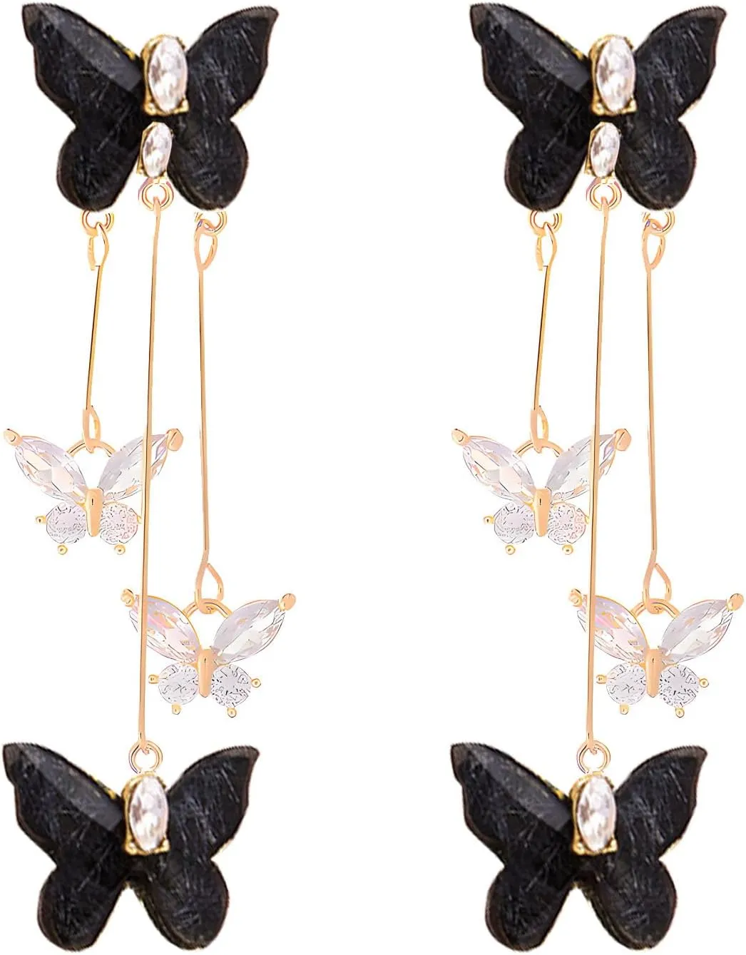 Butterfly Earrings for Women Sparkle Crystal Rhinestone Purple Butterfly Dangle Drop Earrings Long Crystal Butterfly Tassel Earrings Purple Earrings Wedding Jewelry for Singer Fans Costume Outfits Gifts