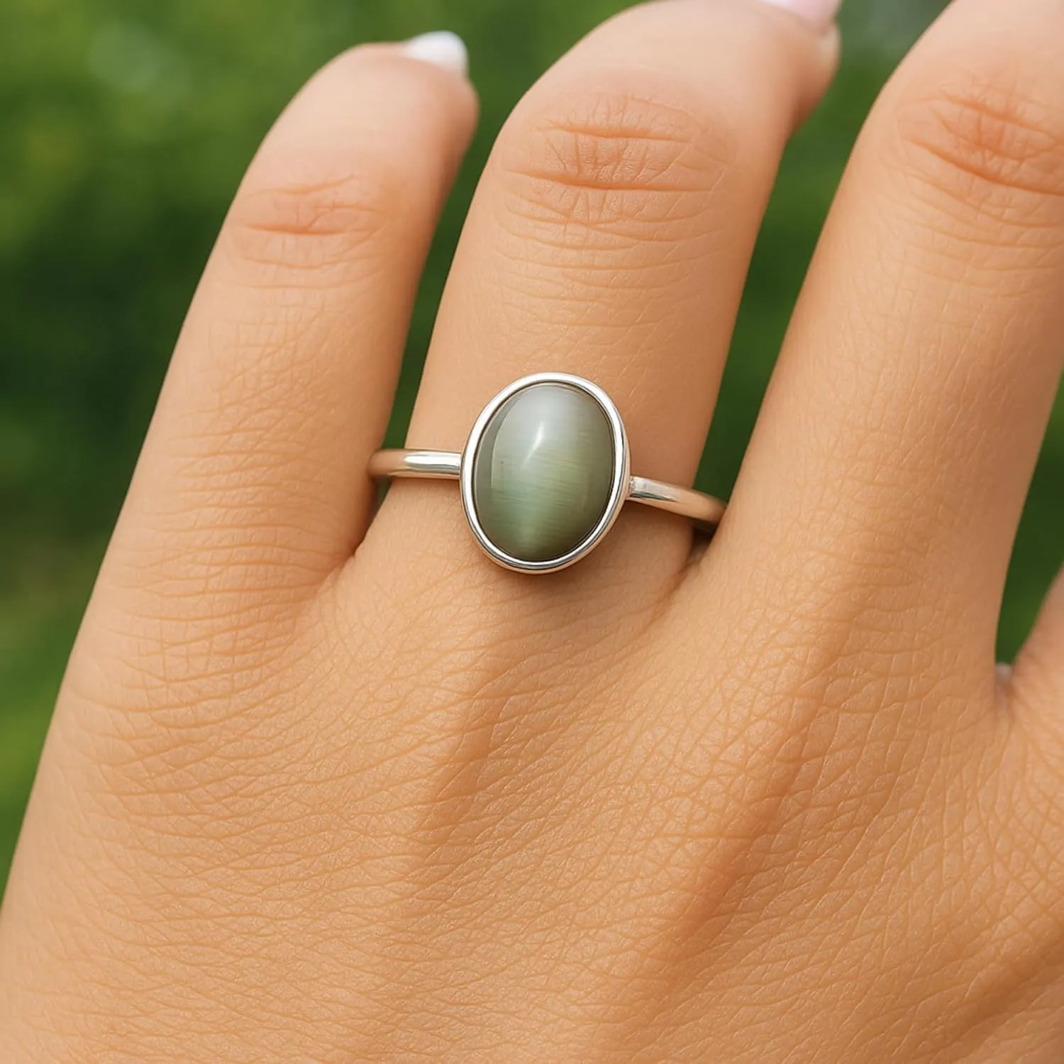 Cats Eye Ring, 925 Solid Sterling Silver Gemstone Ring, Handmade Jewelry, Promise Rings
