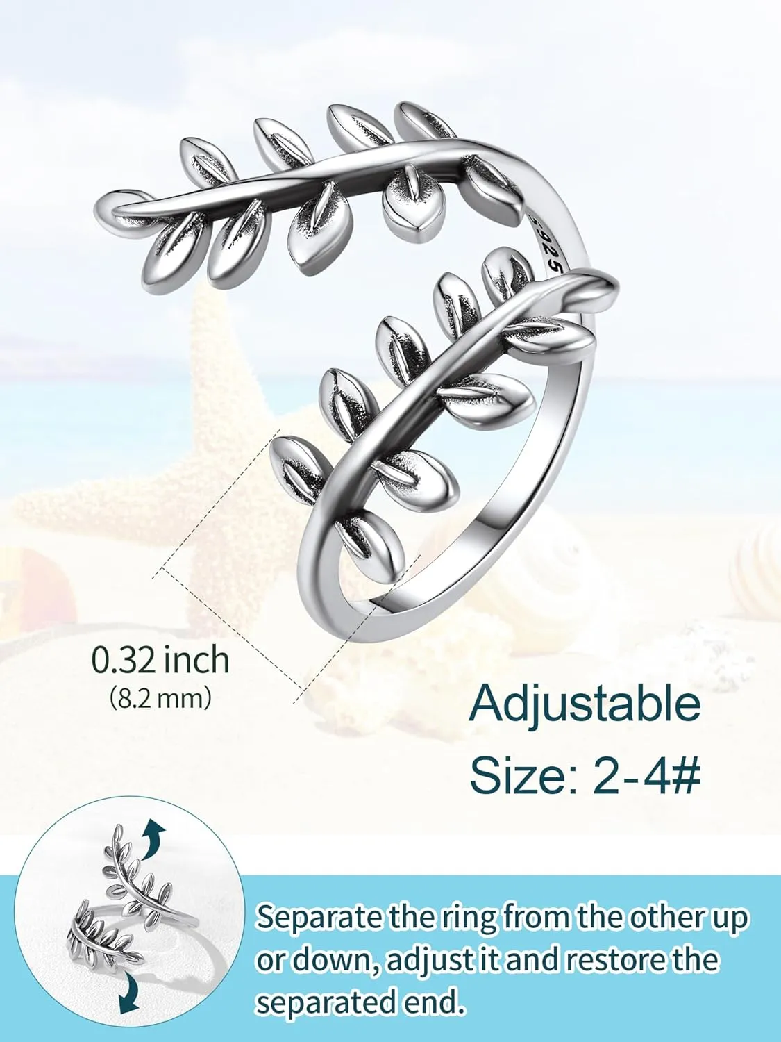 ChicSilver 925 Sterling Silver Toe Ring Minimalist Hypoallergenic Adjustable Band Ring Summer Beach Bare Foot Jewelry