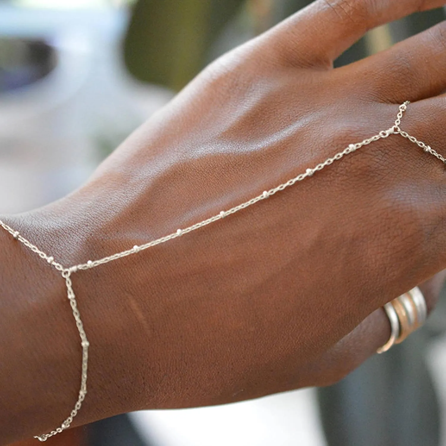 choice of all Gold Hand Chain Bracelet & Finger Ring - Rhinestone Hand Jewelry for Women, Trendy Stocking Stuffers