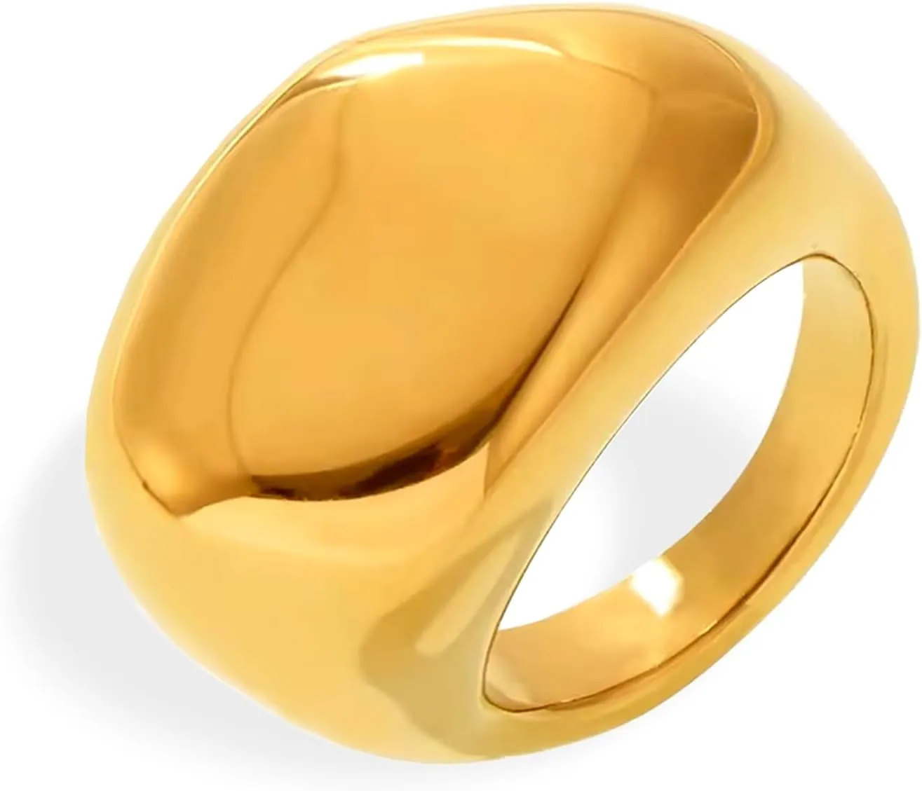 Chunky Gold Statement Dome Rings for Women, Exaggerated Thick Adjustable Open Finger Ring Prom Fashion Jewelry Gift.
