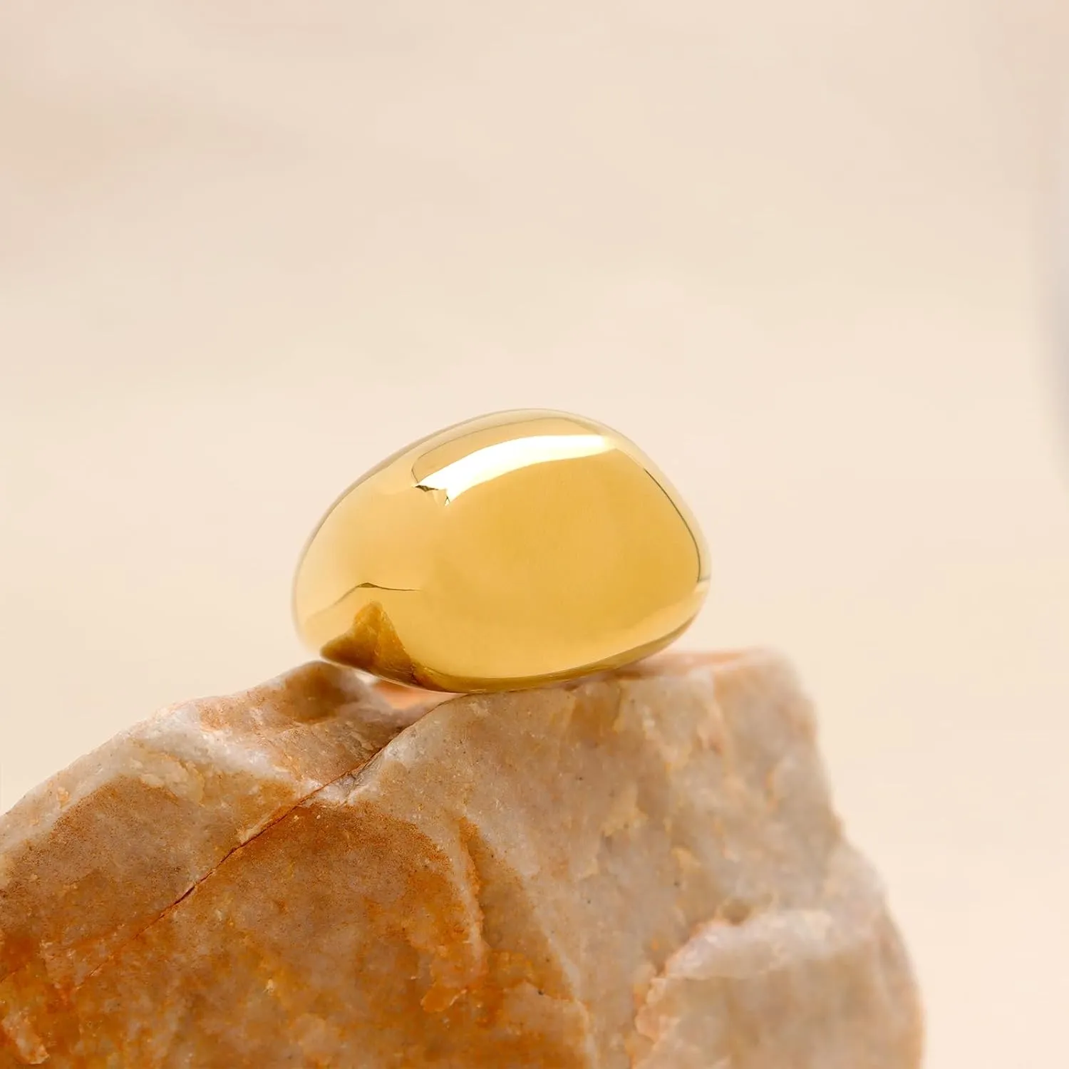 Chunky Gold Statement Dome Rings for Women, Exaggerated Thick Adjustable Open Finger Ring Prom Fashion Jewelry Gift.