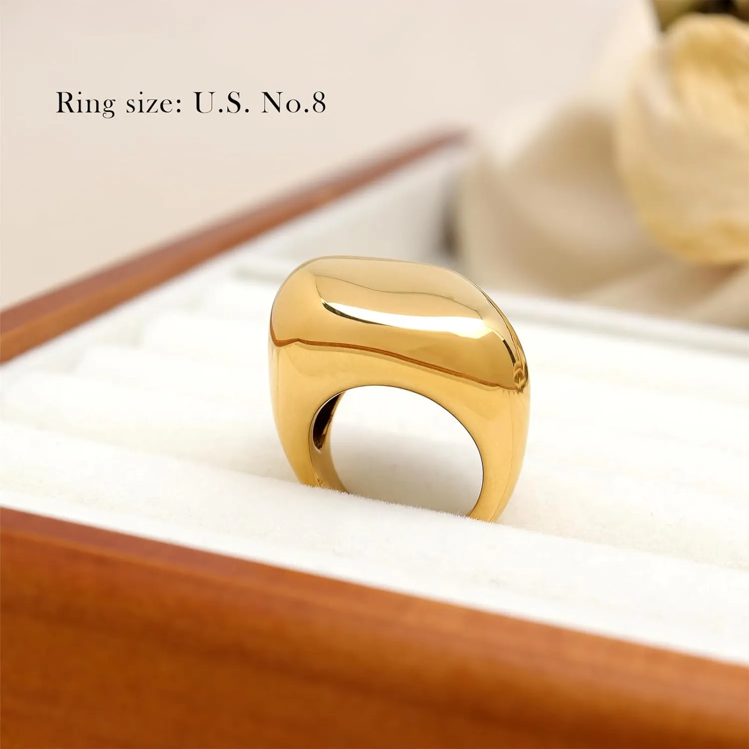 Chunky Gold Statement Dome Rings for Women, Exaggerated Thick Adjustable Open Finger Ring Prom Fashion Jewelry Gift.