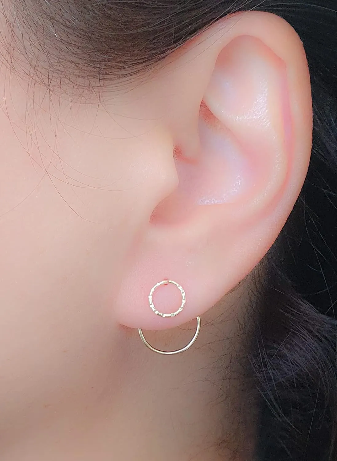 Circle Ear Jackets, Gold Ear Jacket, Double Earrings, Ear Jacket Earrings, Circle Geometric Earrings, Modern Jewelry, Front Back Earrings (sterling-silver)