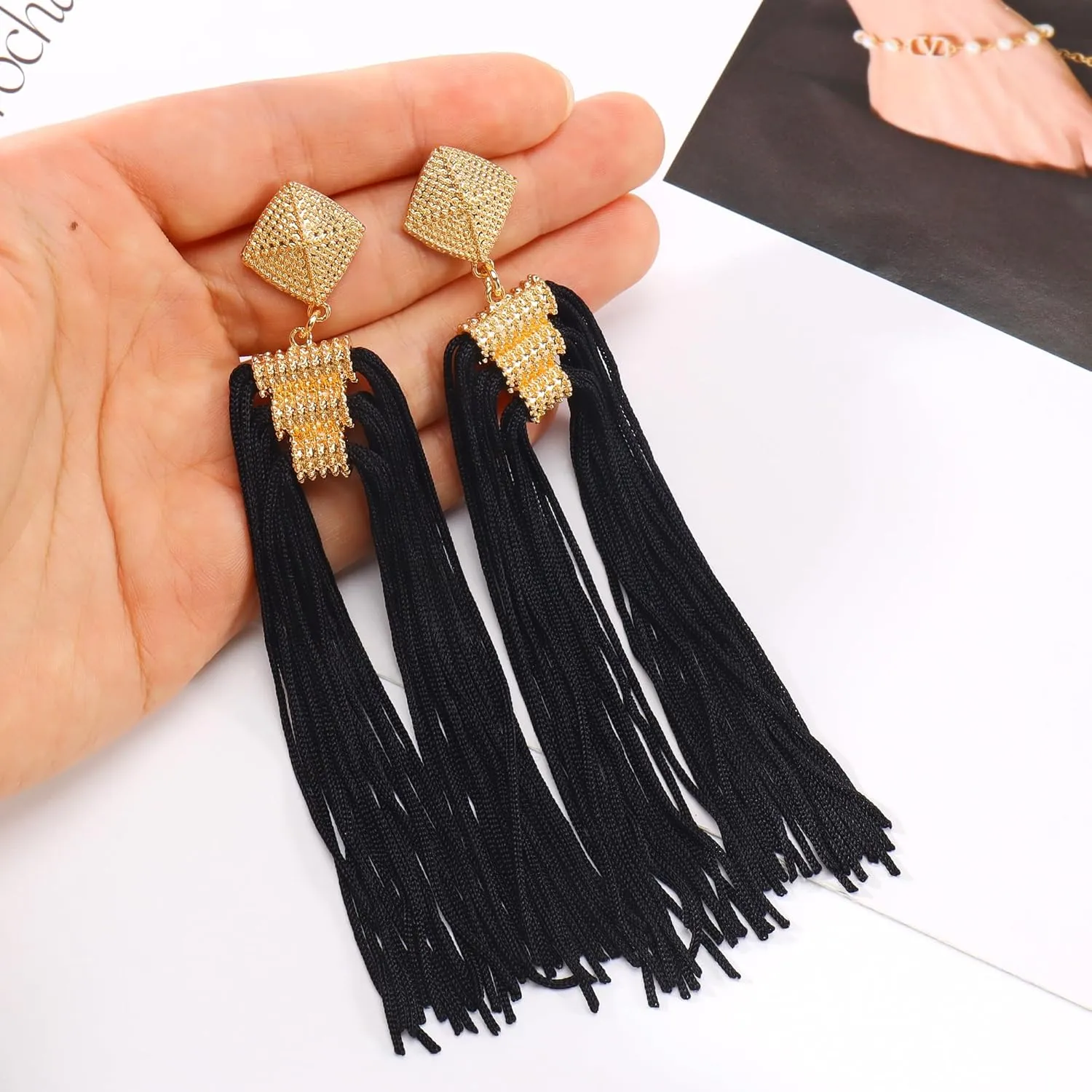 Coiris Statement Thread Tassels Dangle Drop Earrings for Women