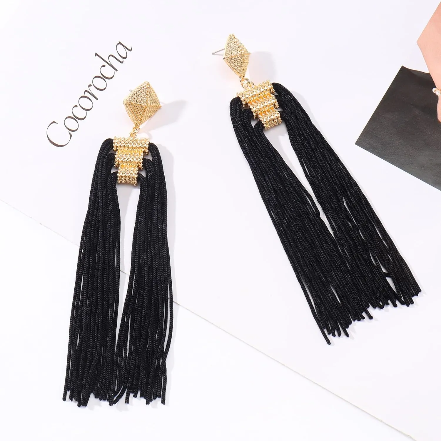 Coiris Statement Thread Tassels Dangle Drop Earrings for Women