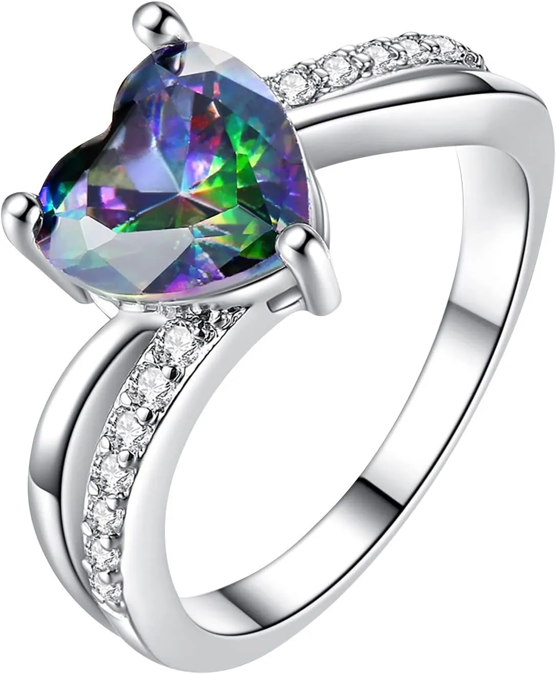 Color Heart Shaped Gemstone Ring For Women Cubic Zirconia Women'S Fashion Ring Jewelry Accessory