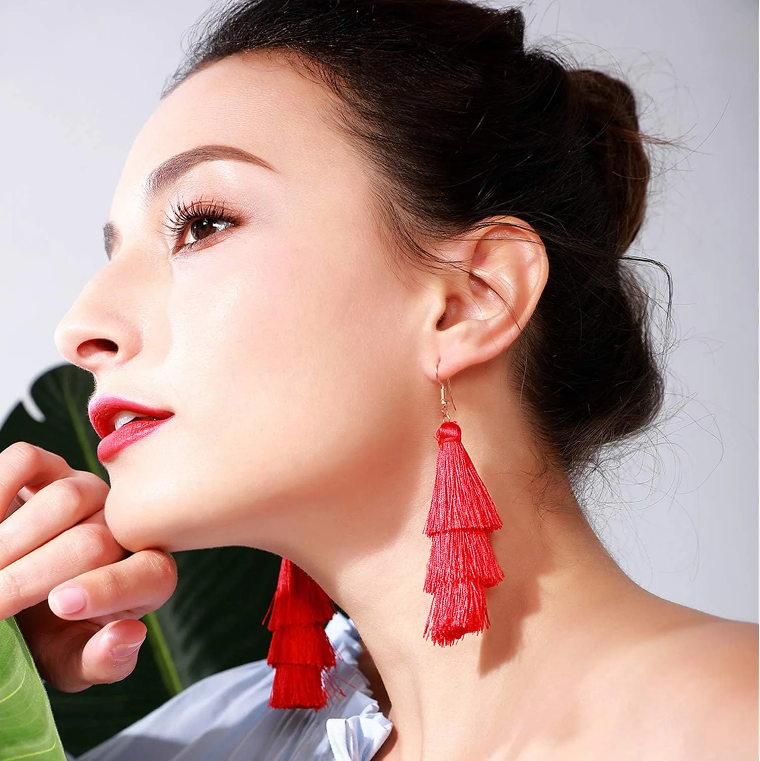 Colorful Tassel Earrings 3 Tier Layered Bohemian, Eardrop Big Dangle Drop Fashion Jewelry Earrings for Women Teen Girls Valentine Birthday Party Gift