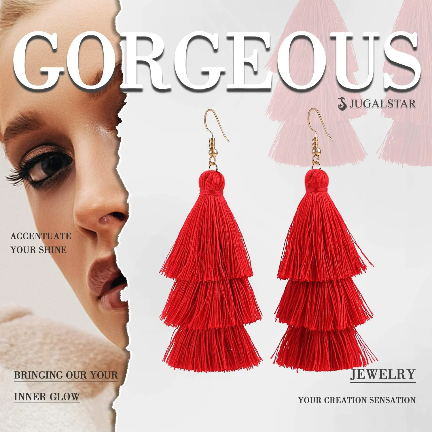 Colorful Tassel Earrings 3 Tier Layered Bohemian, Eardrop Big Dangle Drop Fashion Jewelry Earrings for Women Teen Girls Valentine Birthday Party Gift