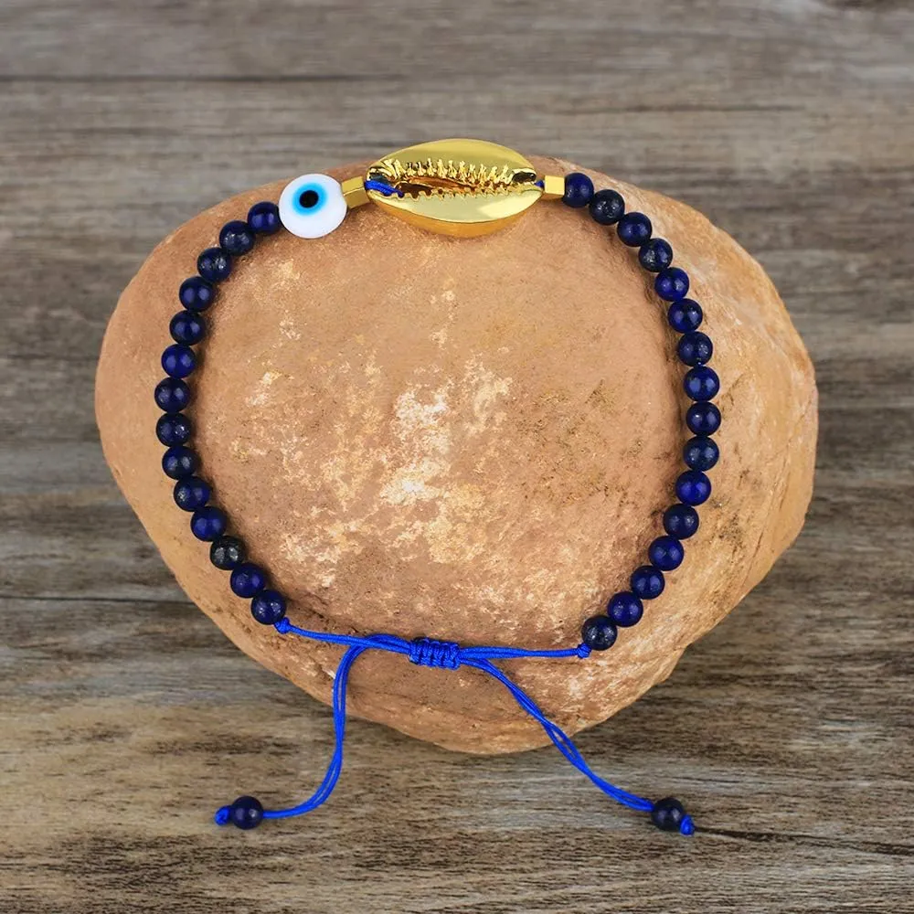 CQUAN CHI Turquoise Beads Bracelet Gold Shell Gemstone Friendship Bracelets