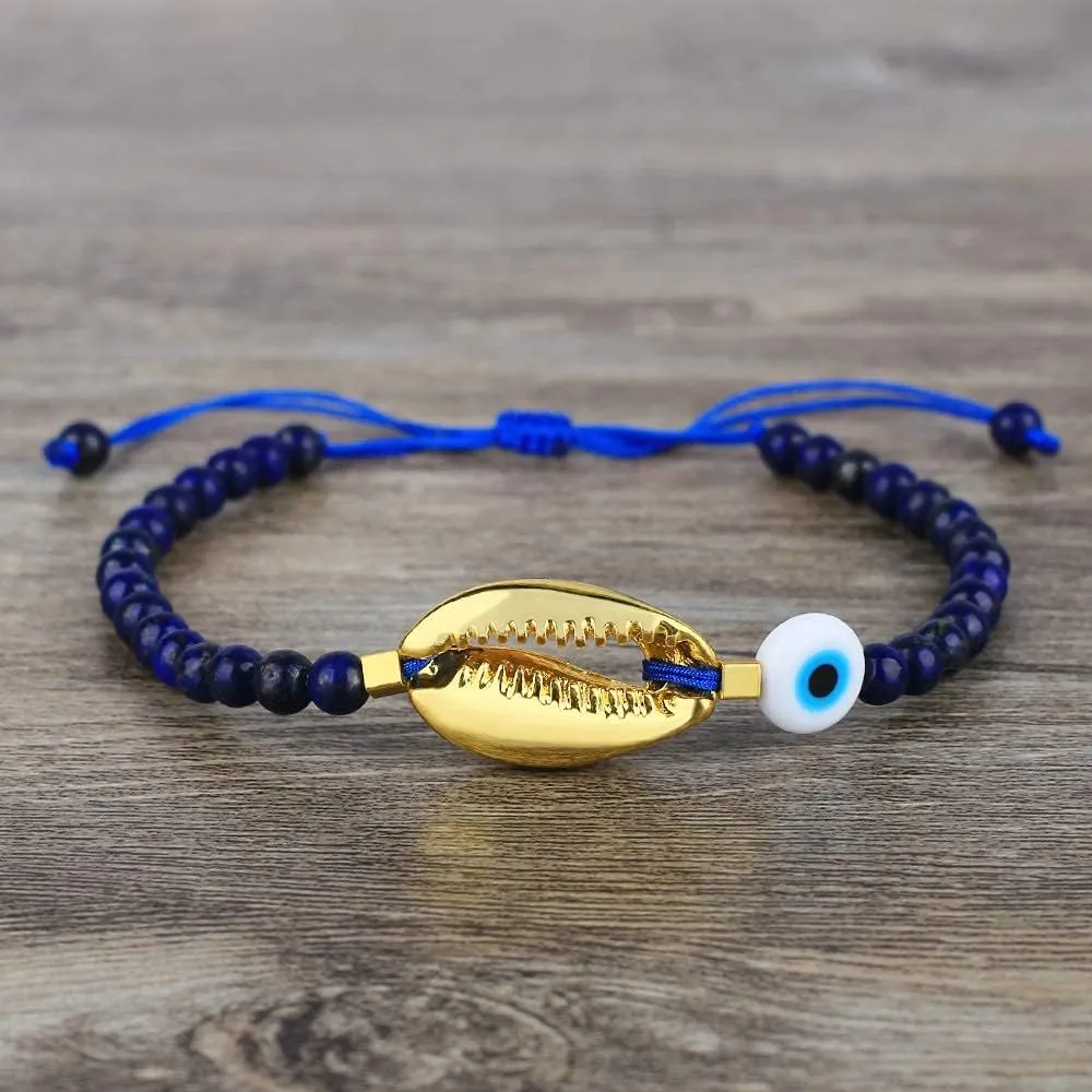 CQUAN CHI Turquoise Beads Bracelet Gold Shell Gemstone Friendship Bracelets