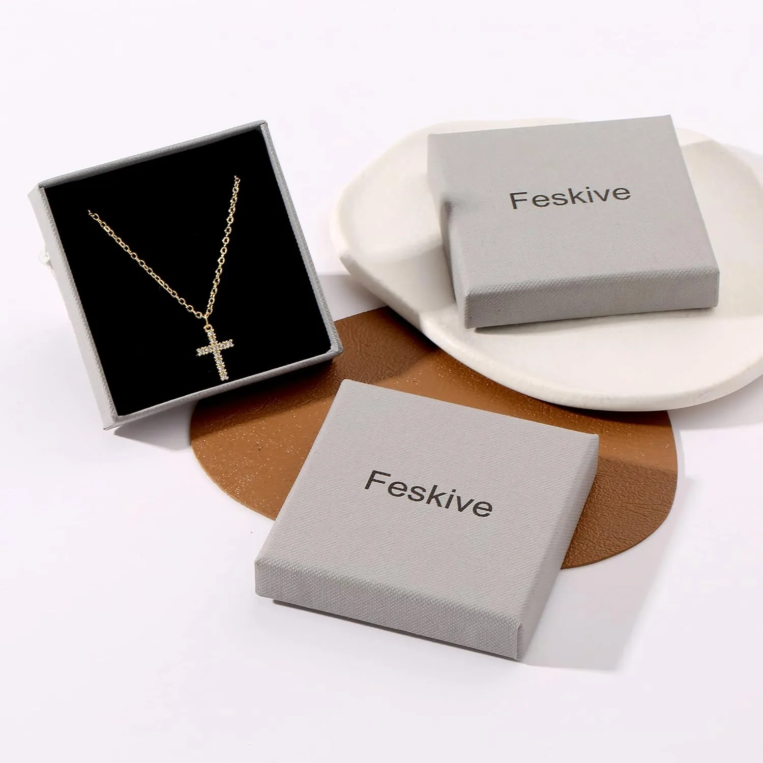 Cross Necklace for Women 14K Gold Plated Dainty Cubic Zirconia Sideways Cross Necklace Simple Cute Layered Gold Cross Pendant Satellite Chain Necklace Trendy Fashion Jewelry Gifts