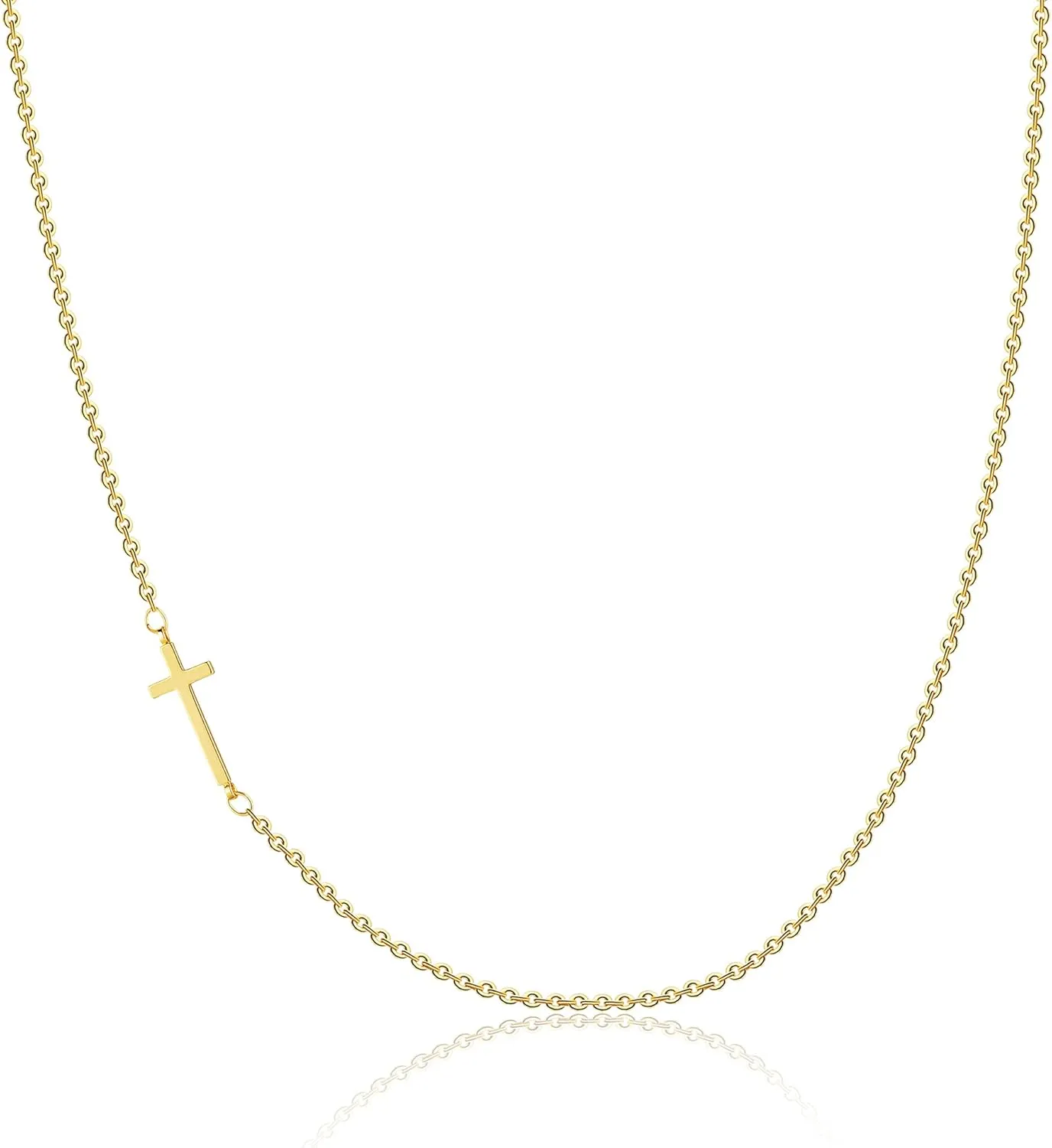 Cross Necklace for Women 14K Gold Plated Dainty Cubic Zirconia Sideways Cross Necklace Simple Cute Layered Gold Cross Pendant Satellite Chain Necklace Trendy Fashion Jewelry Gifts