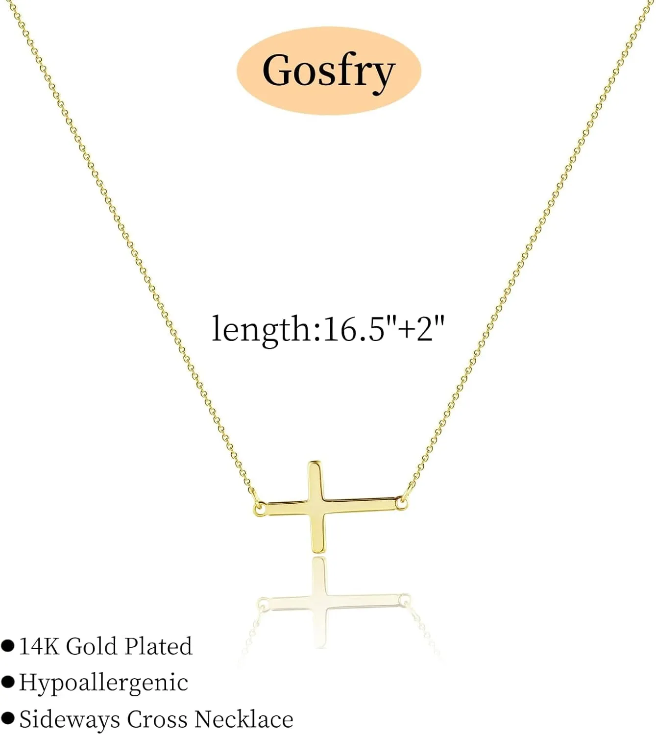Cross Necklace for Women 14K Gold/Silver Plated Pendant Choker Sideways Cross Necklace Tiny Cute Jewelry Faith Jewelry Religious Minimalist Gift Trendy Charm Chain