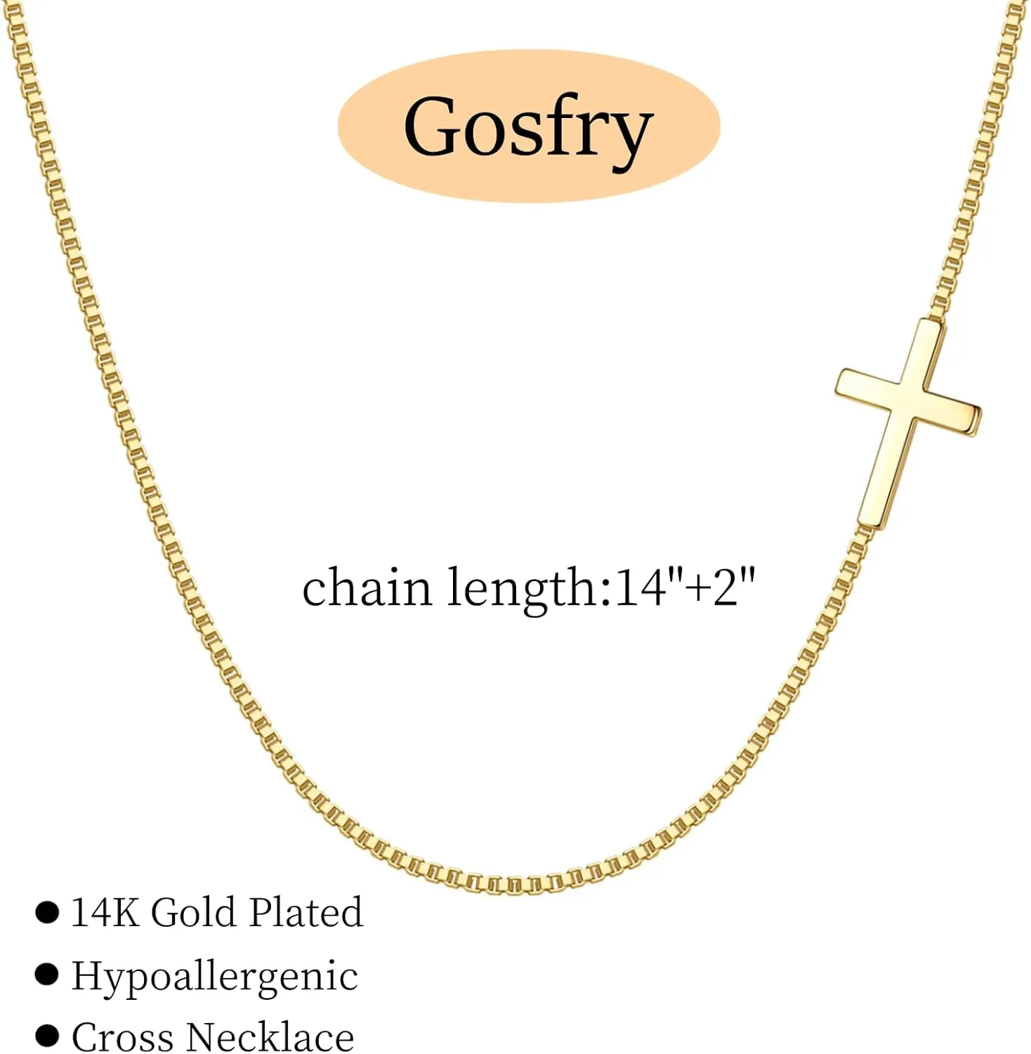 Cross Necklace for Women 14K Gold/Silver Plated Pendant Choker Sideways Cross Necklace Tiny Cute Jewelry Faith Jewelry Religious Minimalist Gift Trendy Charm Chain