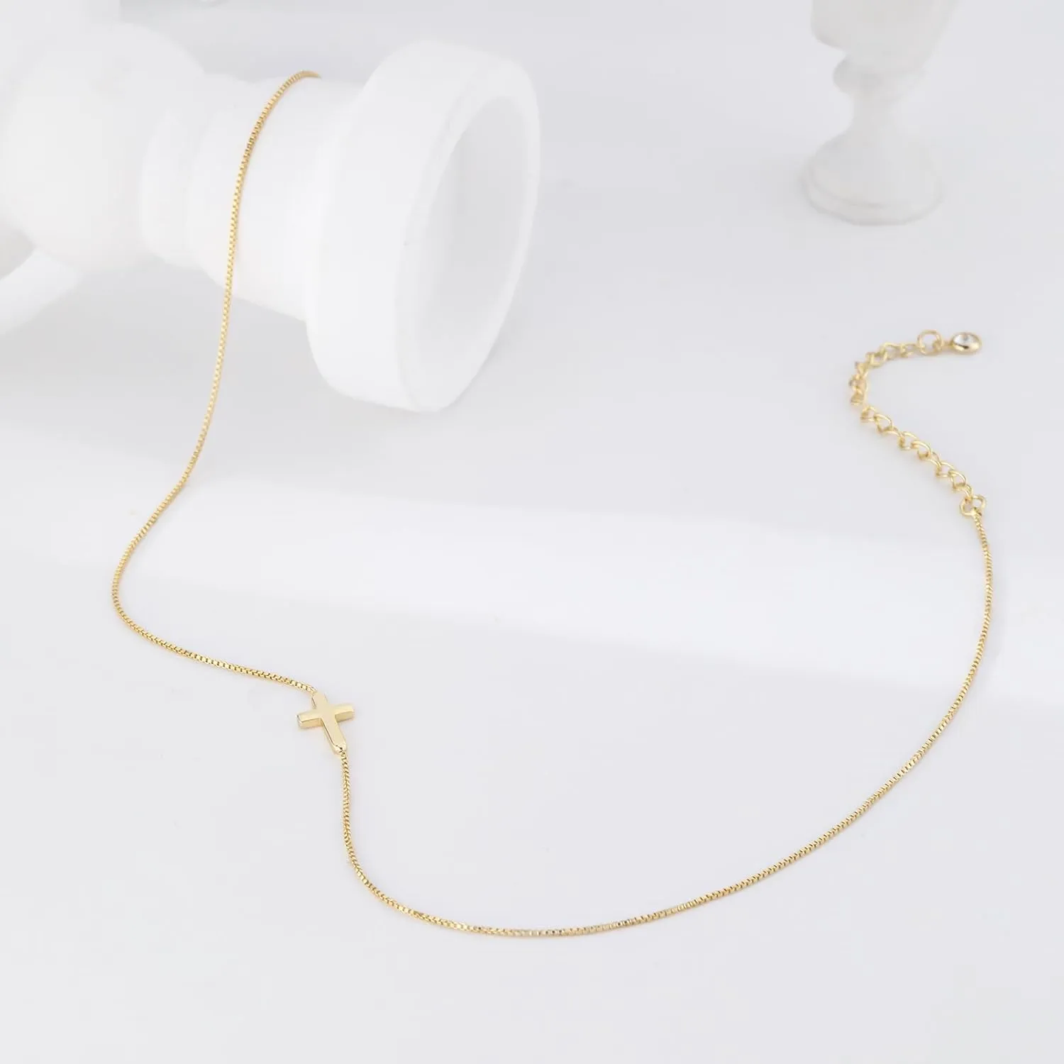 Cross Necklace for Women 14K Gold/Silver Plated Pendant Choker Sideways Cross Necklace Tiny Cute Jewelry Faith Jewelry Religious Minimalist Gift Trendy Charm Chain