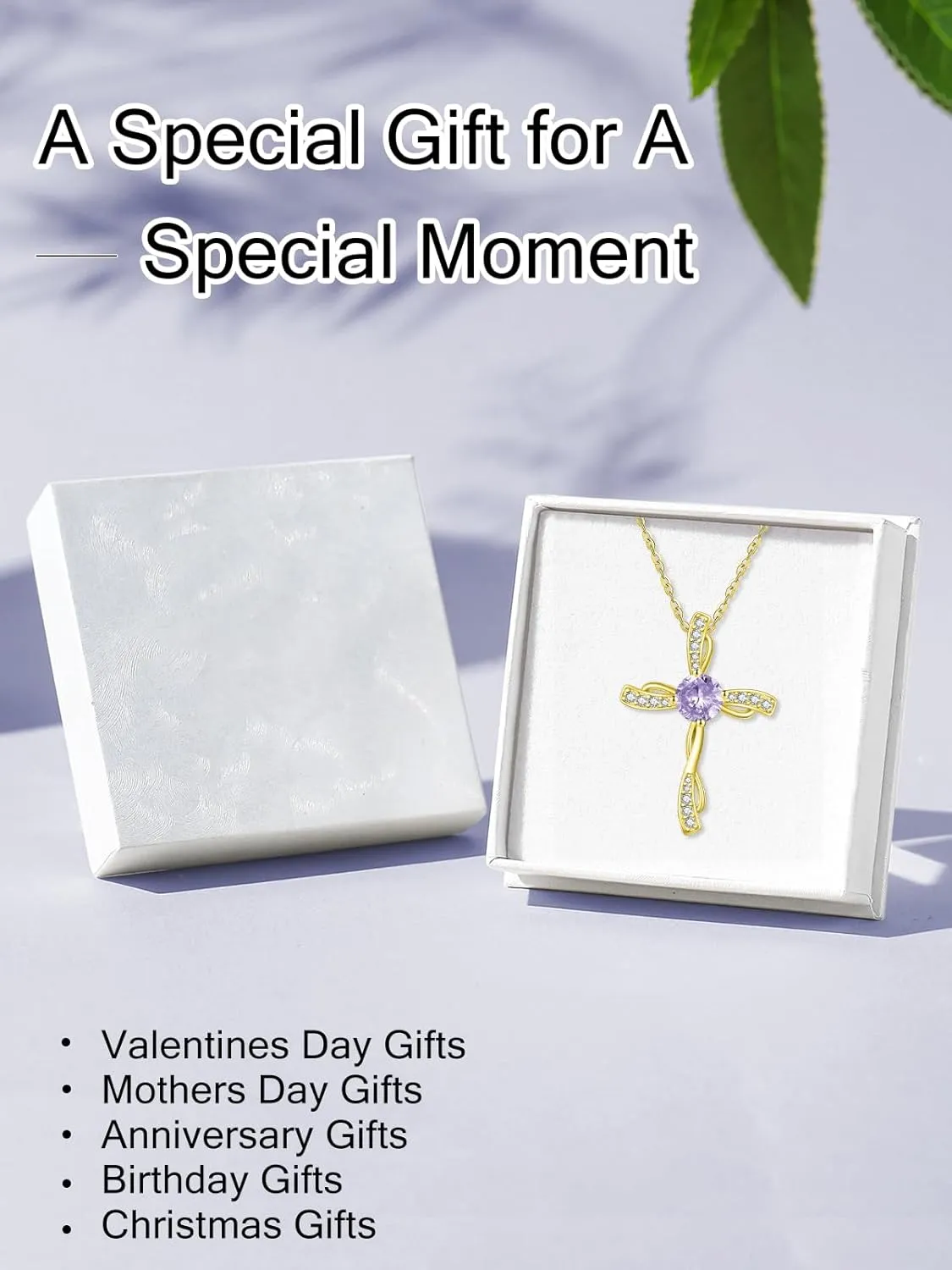 Cross Necklace for Women Gold Birthstone Cross Necklaces Wedding Anniversary Birthday Gift for Wife Mother Protection Christian Jewelry