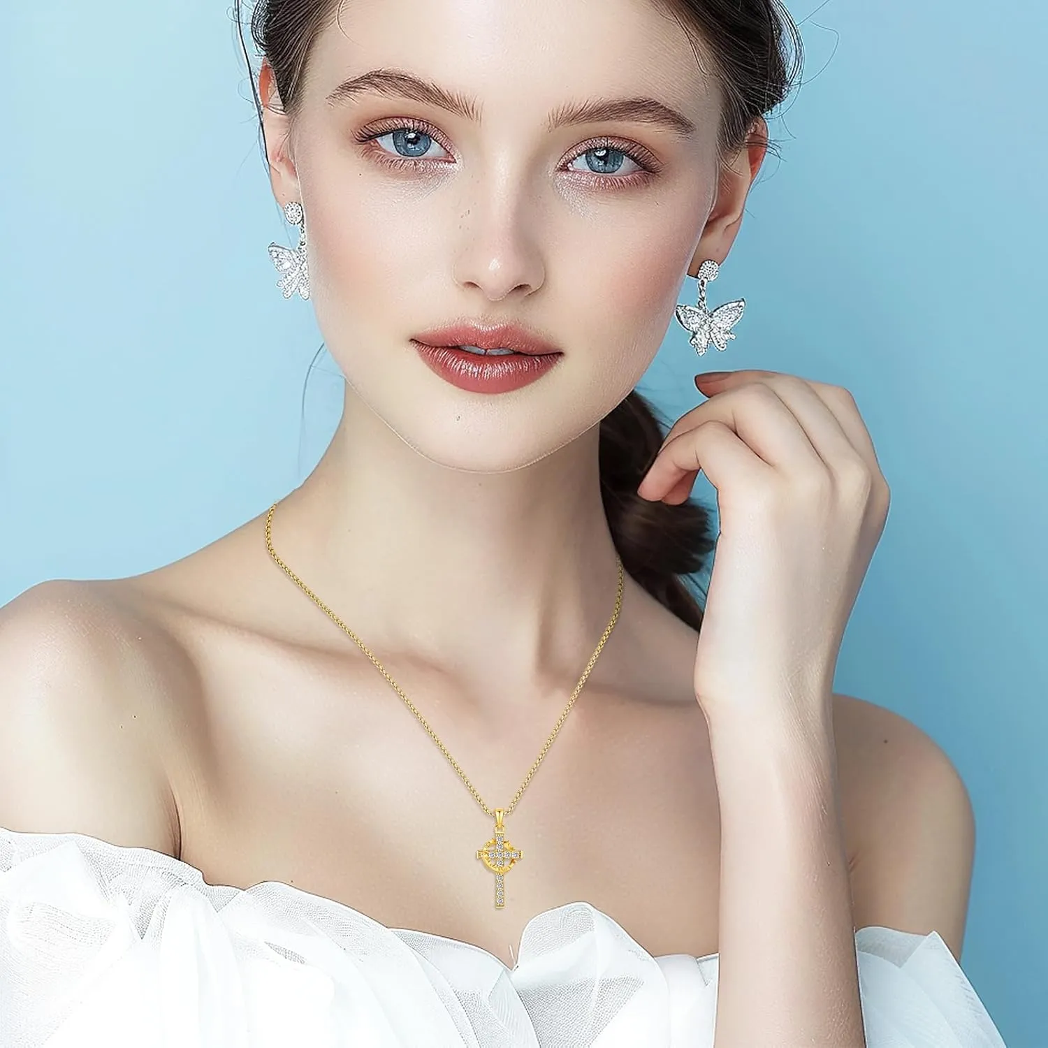 Cross Necklace for Women Men,Crucifix Necklaces 925 Sterling Silver Jesus Cross Pendant Vintage Patron Saint Medals Amulet Protection Religious Faith Trendy Dainty Jewelry Gifts